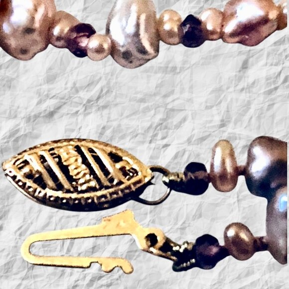 Fresh Water Pearl Necklace Nuggests & Beads With 14K Gold Clasp 17" - Picture 12 of 14